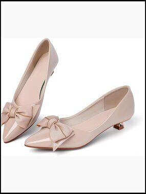 Low Kitten Heels Dressy Work Shoes Comfortable Closed Toe Pointed Slip on Party